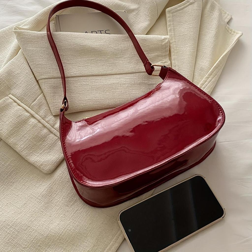 Bolsa de axila simples e elegante, bolsa de ombro minimalista, bolsa de mão estilosa feminina e bolsa com zíper