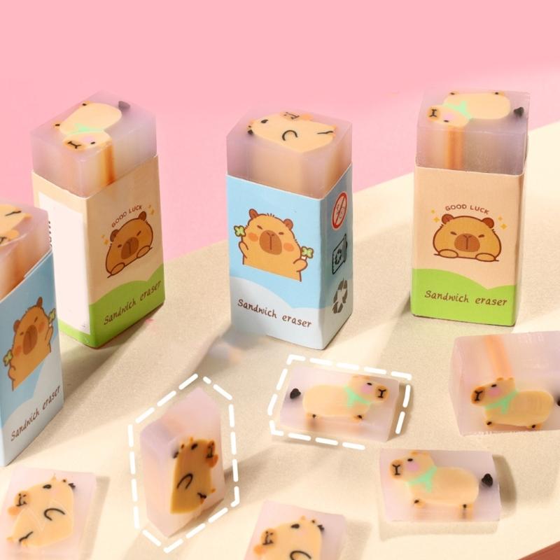 36PCS Colorful Capybara Eraser Creative Animal Shape Eraser For Student Children Classroom Reward Stocking Fillers