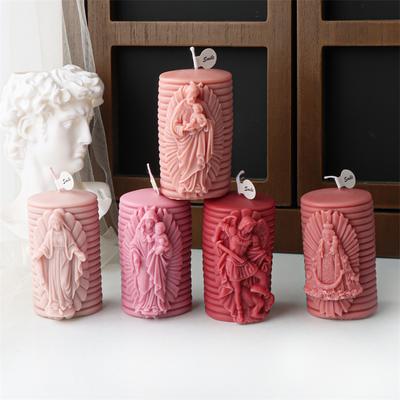 Silikon Kerzenform Set zum Basteln DIY Religiöses Thema Ovale Formen mit Göttin Engel Christliche Figuren für Sojawachs R