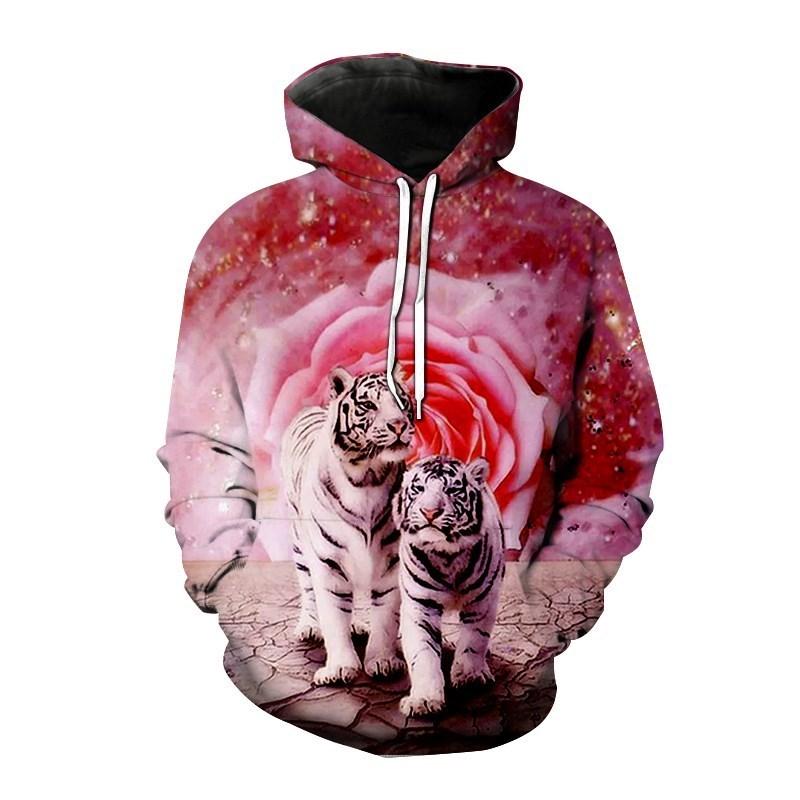 Autumn New Men's Animal Tiger Sweatshirts 3D Printed animal Hoodies Sports hoodie loose long sleeve pockets Fashion Hoodie
