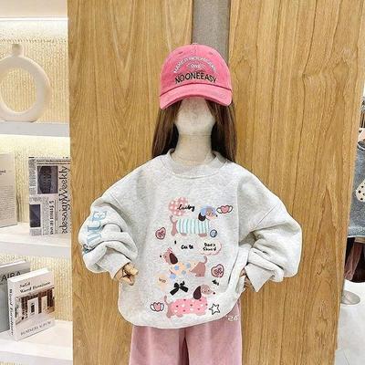 Mit Fleece gefüttertes Welpen-Sweatshirt für Mädchen: Herbst/Winter Lässiges Sportoberteil Oberbekleidung