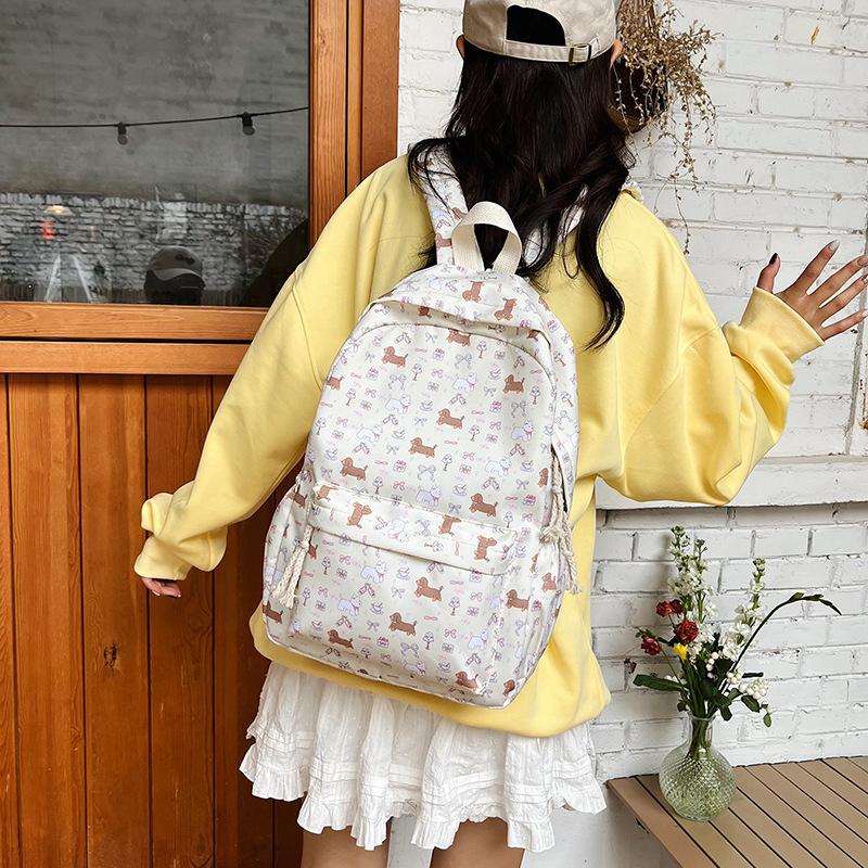 Schultasche neuer japanischer Welpe niedlicher Rucksack Mädchen floraler Rucksack vielseitig Mittelschüler Schultasche Rucksack