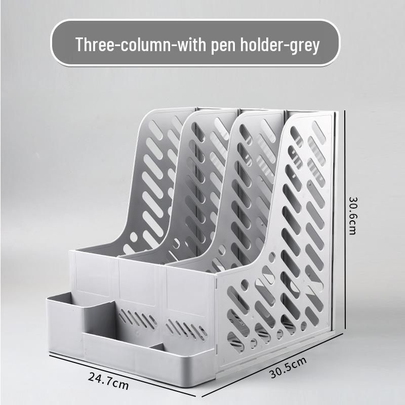 Desktop Four-Compartment File Organizer & Pen Holder with A4 Storage Box