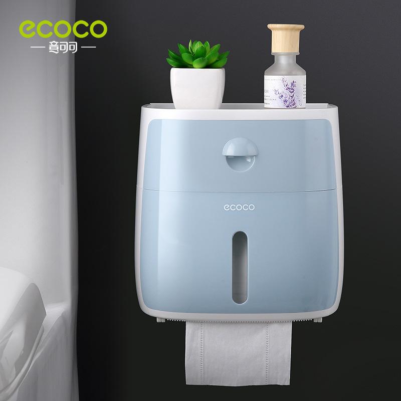 Toilet Tissue Box Paper Dispenser Toilet Perforation-free Wall Mounted Double-layer Storage Rack Paper Roll Holder