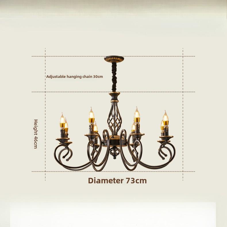Rural Retro Chandelier Candle Living Room Dining Room Lamp Bedroom Lamp Antique Iron Pendant Lamp