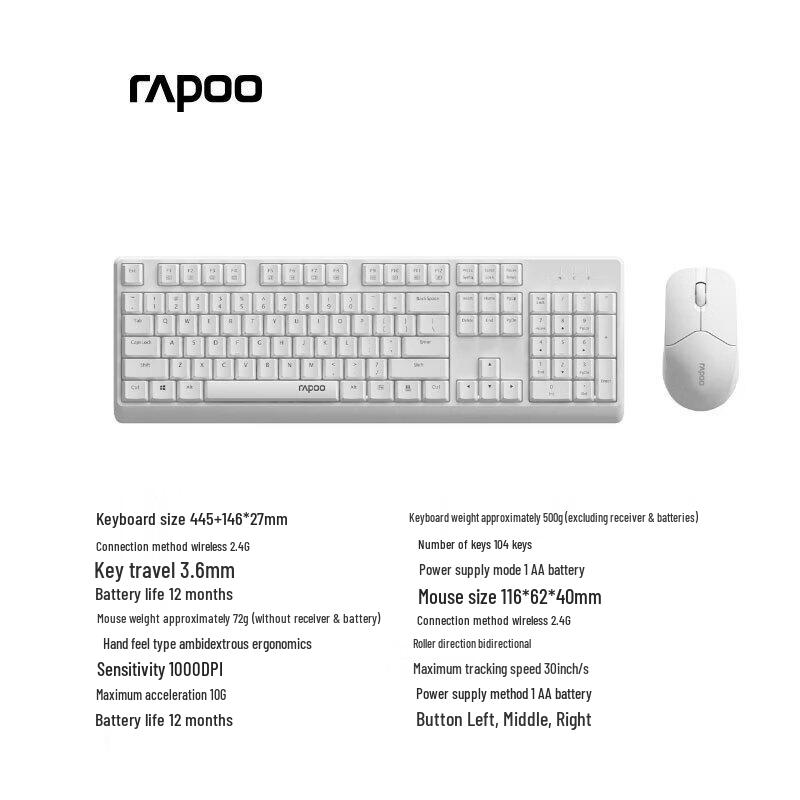 Rapoo X1500PRO Wired Keyboard and Mouse Combo