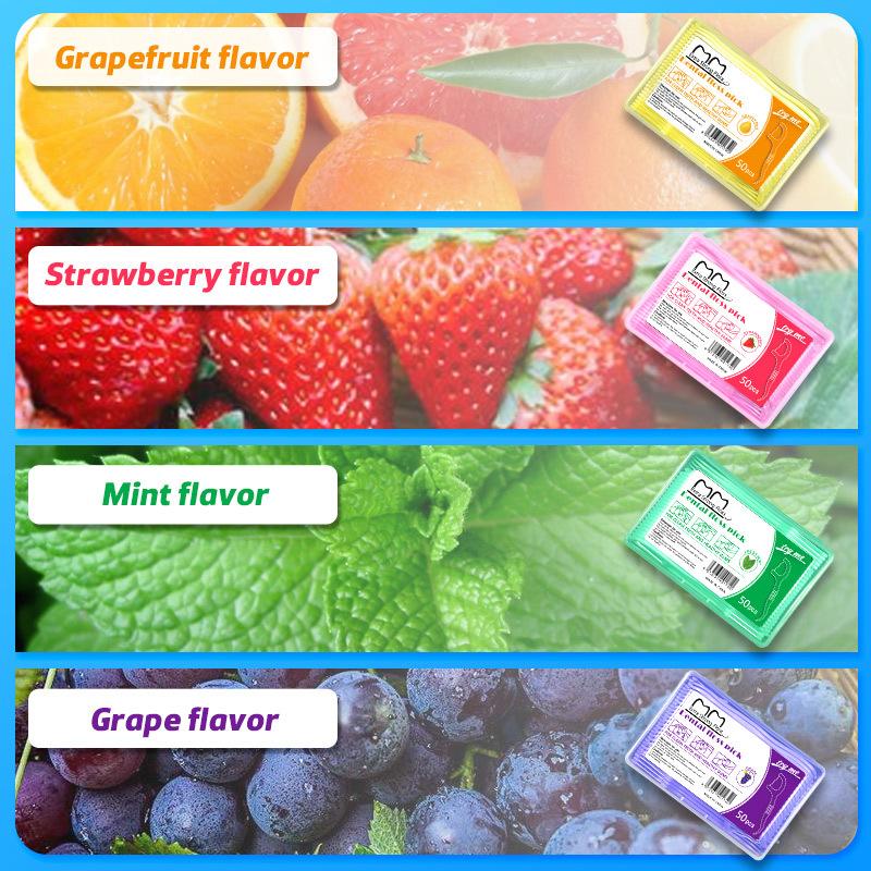 Ultra-fine Fruit-flavoured Boxed Pack of 50 Disposable Dental Floss Sticks