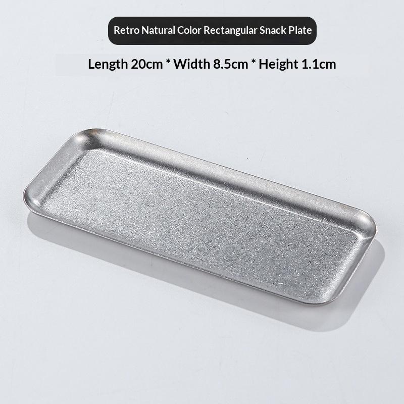 Vintage Industrial Style Stainless Steel Tray Rust Proof Food Grade Multipurpose Platter for Baking Snack Living Room Decor B
