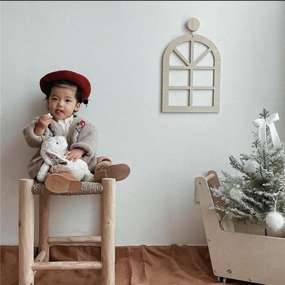 Decor House Wall Hanging Alphabet Wall Hanger Wood Craft Window Shaped Pendant Wood Hanger Pendant