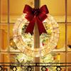 Christmas Door Wreath Festival Celebration LED Warm Light Artificial Wreath Party Supplies Scene Layout for Home Restaurant Shop