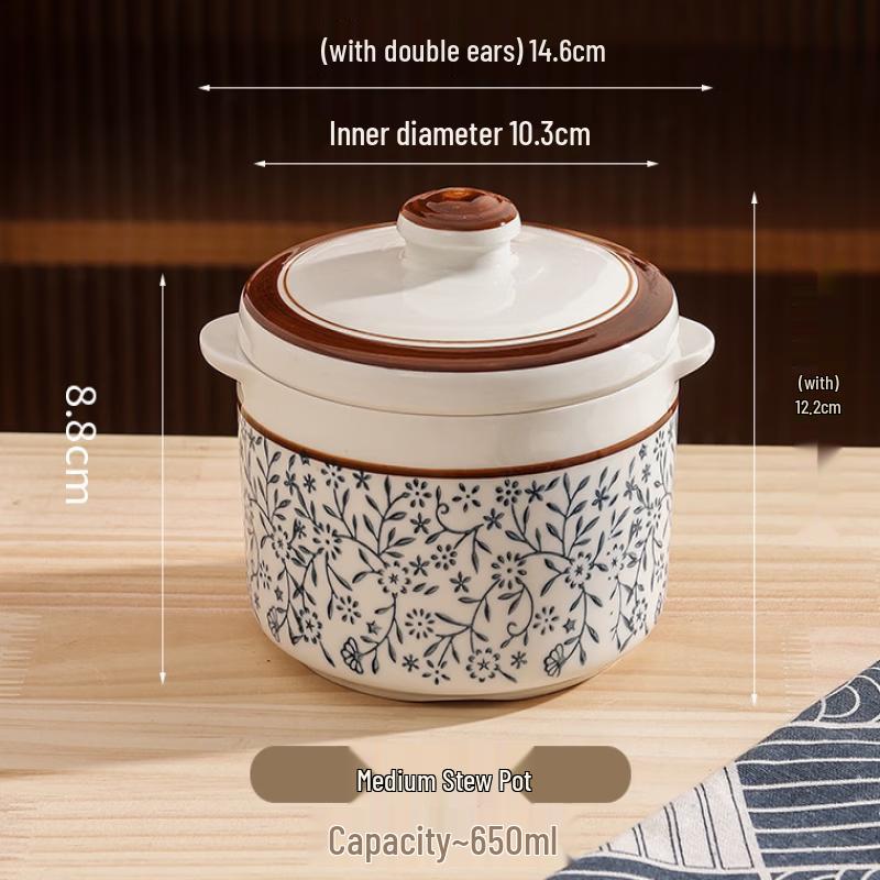 ZISIZ Underglaze Retro Ceramic Steaming Stew Pot
