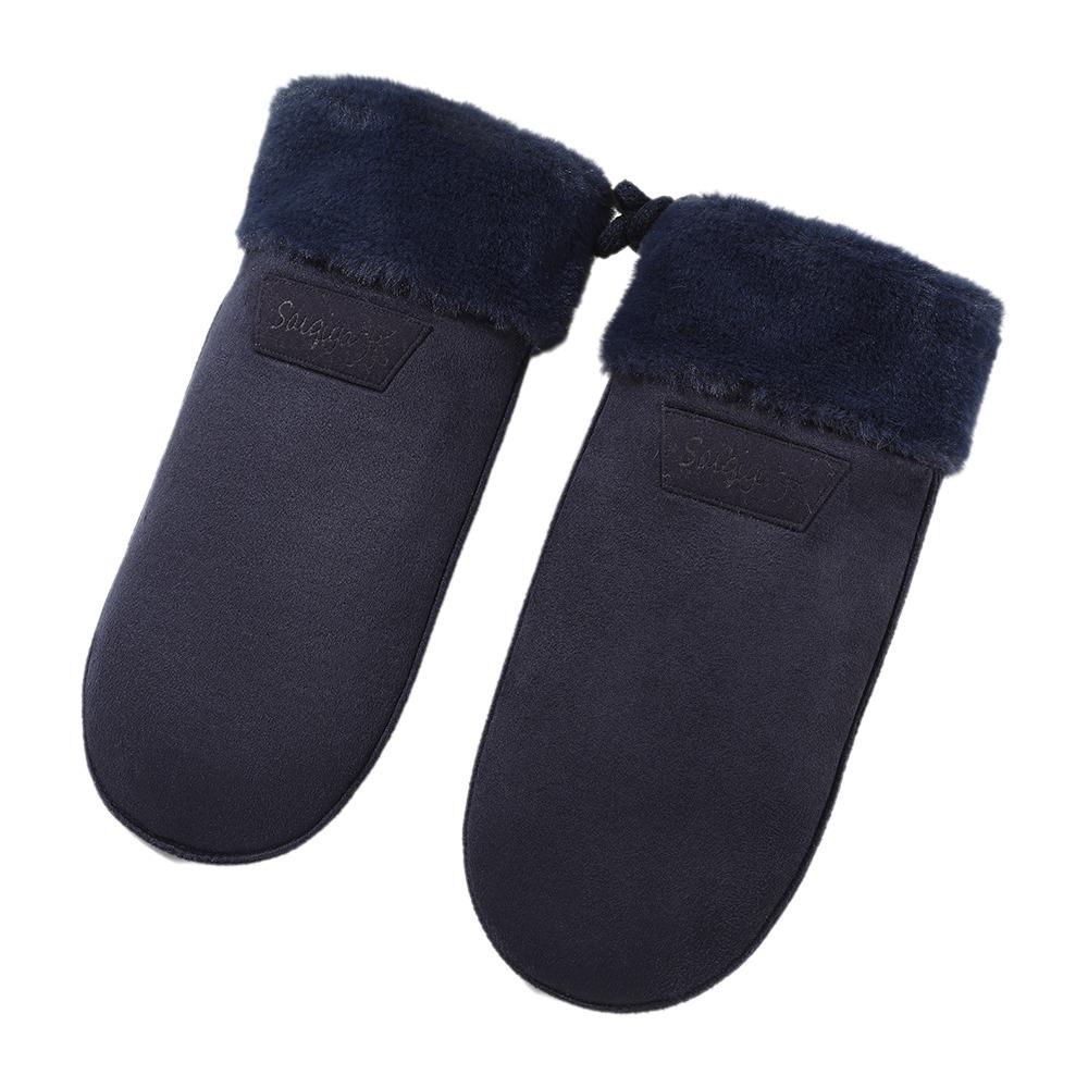 1 Pair Faux Suede Winter Gloves Plush Cuffs Faux Suede Mittens Warm Mittens Women's Winter Wear