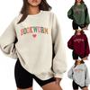 Womens Thick Fleece-Lined Casual Oversized Hoodie Sweatshirt - Solid Color Long Sleeve Round Neck Streetwear Style