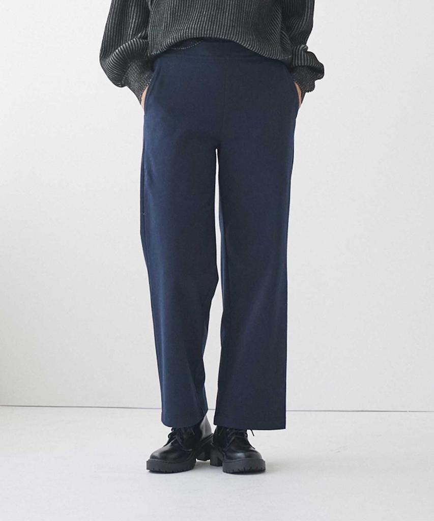 Tuche Fleece Elastic Belt Front TZY93K Wide-leg Pants, Wool-Like Lining, Waist, Loops, Stretch, Pockets, Full-Length,
