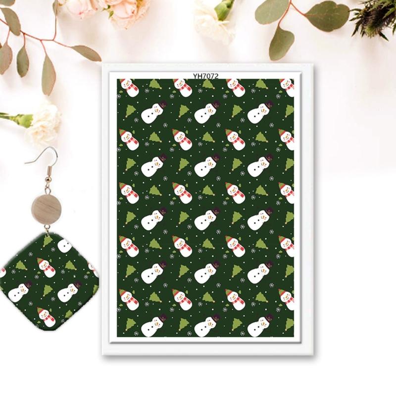 4PCS Christmas Clay Transfer Paper 95x138mm Water Soluble Paper Clay Transfer Sheets for Clay Earring Jewelry Making