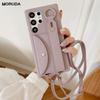 Leather Phone Case For Samsung S8 S9 S10 Plus S10e S20 S21 S22 S23 Plus Ultra Necklace Lanyard Hang Strap Wallet Card Bag Cover