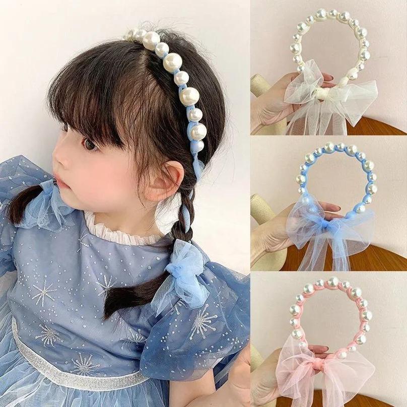 1 Pcs Pearl Hair Headband French Fairy Forest Style Ribbon Hair Accessory Women's Tied Hair Headband New Model