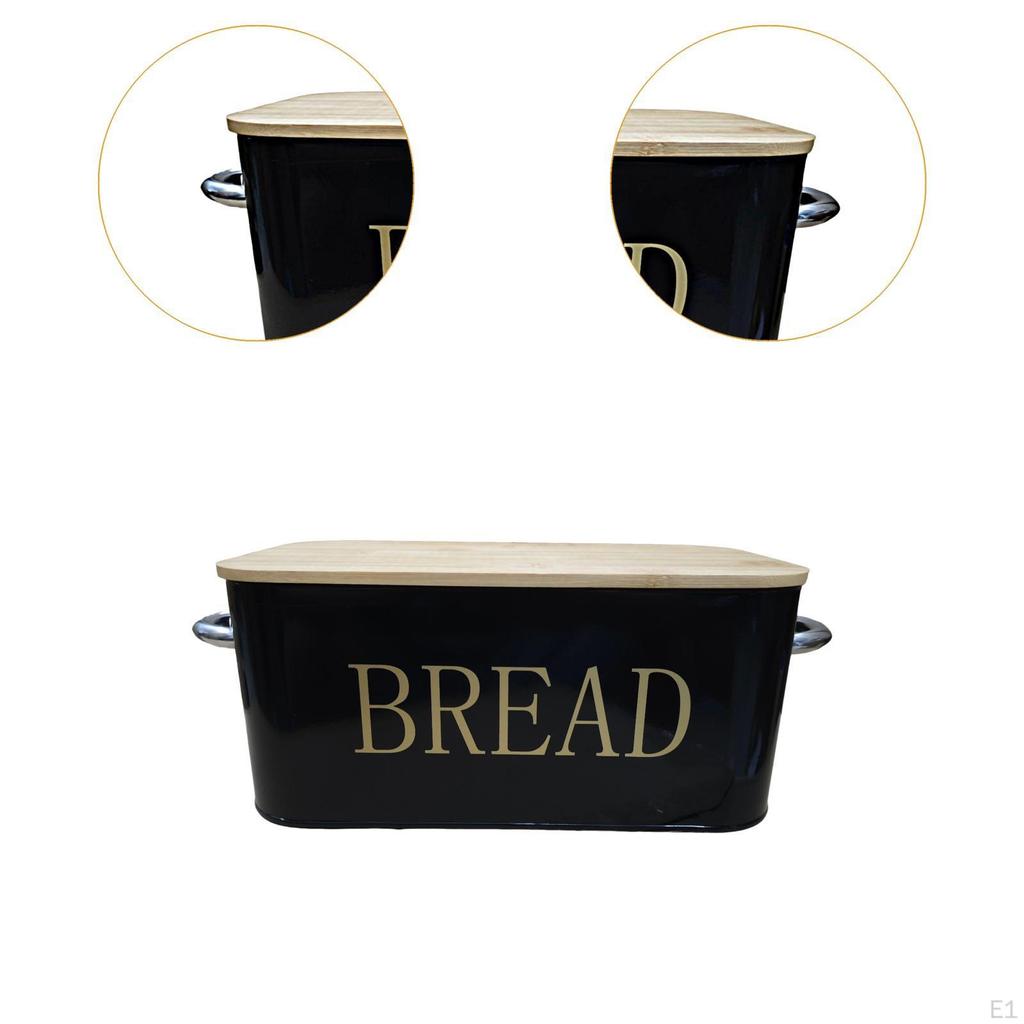 Metal Bread Box Keeper Storage Container Retro for Countertop with Bamboo Cutting Board Lid