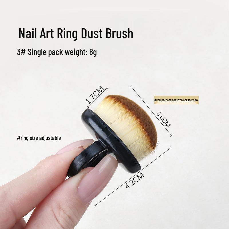 Ring-Style Nail Dust Brush: Fine Soft Bristles with Finger Buckle for Cuticle Cleaning