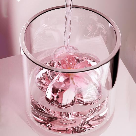 Stampo per Cubetti di Ghiaccio in Silicone a Forma di Fiore di Ciliegio con Coperchio Rilascio Facile Impilabile Salvaspazio per Congelatore Fai-da-Te per Whiskey Cocktail