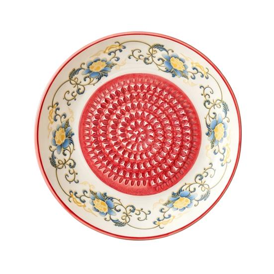 Ceramic Garlic Grinder Plate Bowl, Manual Ginger Fruit Zester Grater Dish, All-in-One Prep Mixing Serving Tray, Modern Minimalist Kitchen Tool