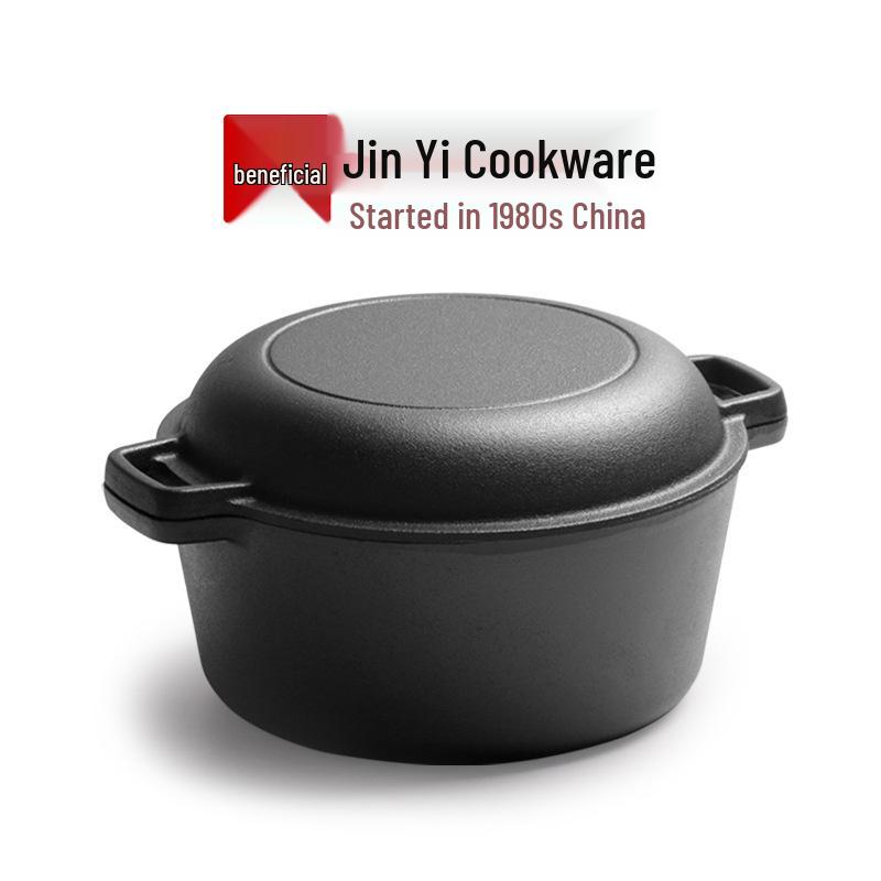 

Two-in-One Multi-Functional Cast Iron Dutch Oven and Bread Pan with Double Ears