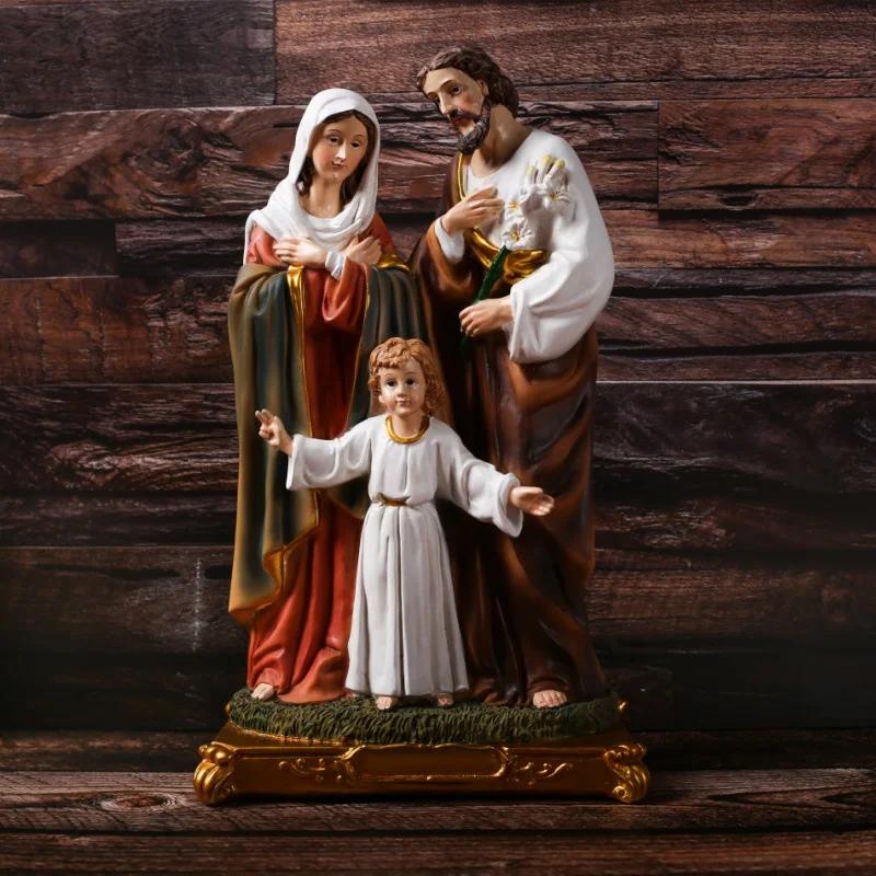 1 Stuks Katholieke Christelijke Jezus Familie Beeldje Hars Beeldje Huisdecoratie Cadeau Decoratieve Beeldjes