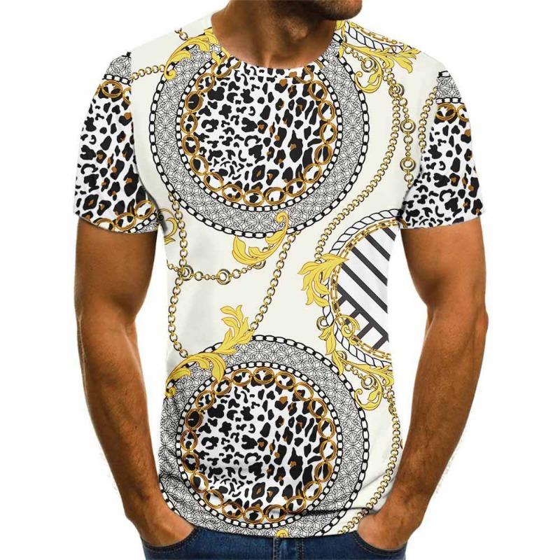 Summer Men's Round Neck Short Sleeved T-shirt Street Fashion 3D Digital Printed T-shirt Top