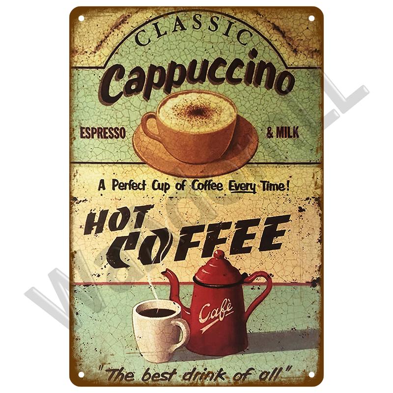 Vintage Blechschild Plakette Metallplatte Wandkunst Poster Metallschild Retro Dekor Kaffee für Küche Bar Café Zimmer Retro Eisenmalerei