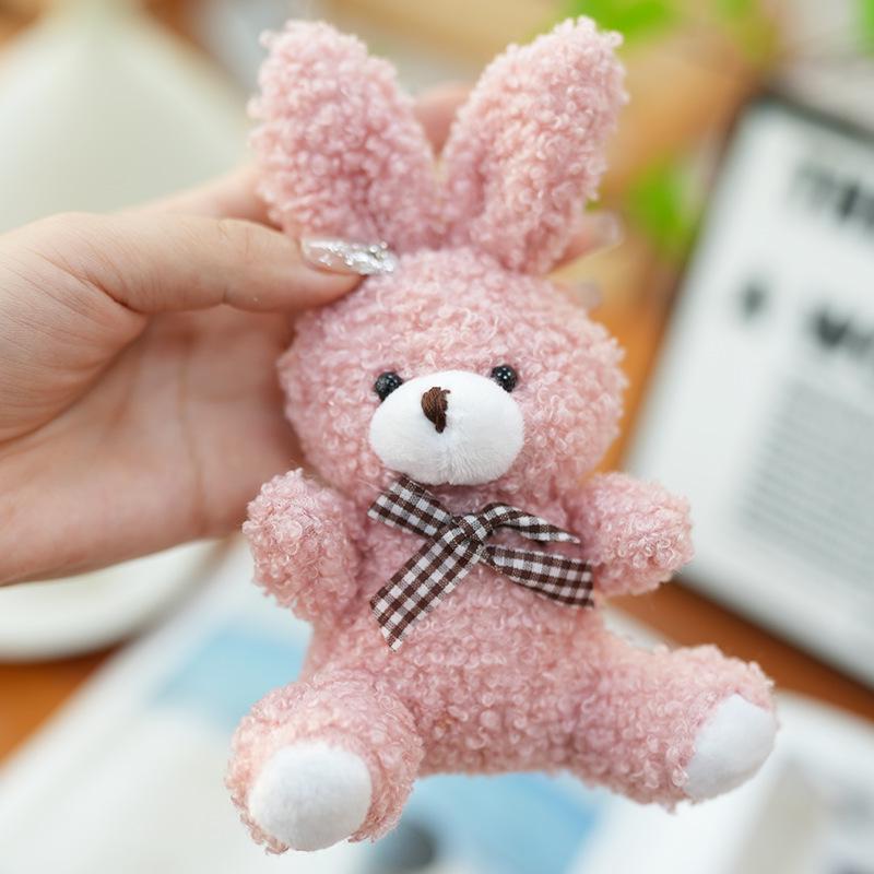 Cartoon Cute Bow Tie Rabbit Plush Keychain for Kids