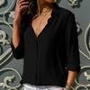 Spring Autumn Plus Size Women Blouses Solid Color Chiffon Shirts Long Sleeve Lapel Button Up Tops White Blue Black
