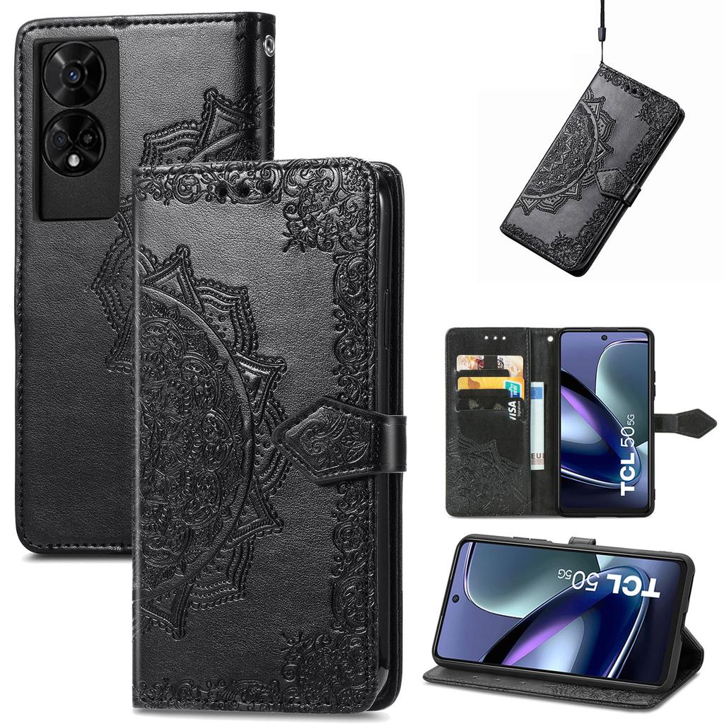 For TCL 50 5G Case Mandala Embossed Design Leather Wallet Phone Cover