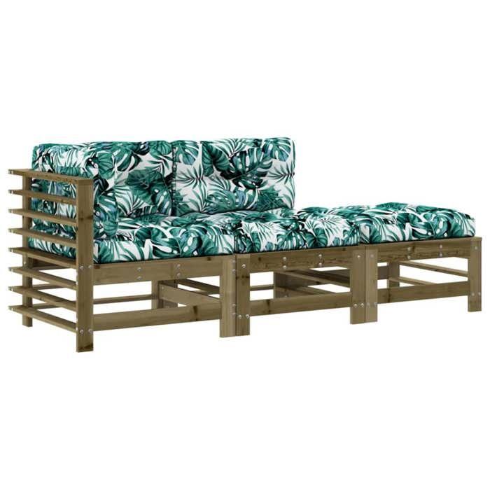 VidaXL Salon de Jardin avec Coussins 3 pcs, Canapé avec Dossier et Accoudoir, Ensemble de Meubles avec Table Basse Patio 3186038