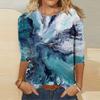 Women's  Casual Fashion Round Neck Print Long Sleeve Pullover T-shirt Tops