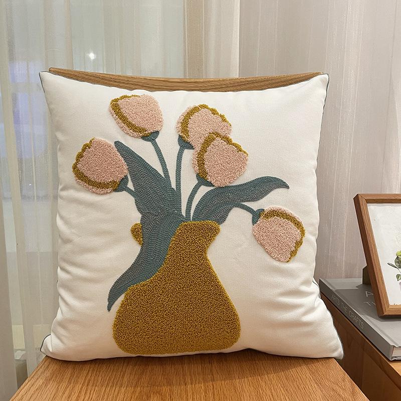 Nordic Ins Klein Frisch Einfach Bestickt Kissen Bouquet Kissenbezug Wohnzimmer Sofa Kissen Schlafzimmer Kissen