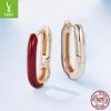 Geometrische Angela Rote Ohrbügel Damen Romantische Eleganz S925 Sterlingsilber Roségoldplattierte Ohrringe Ohrringe