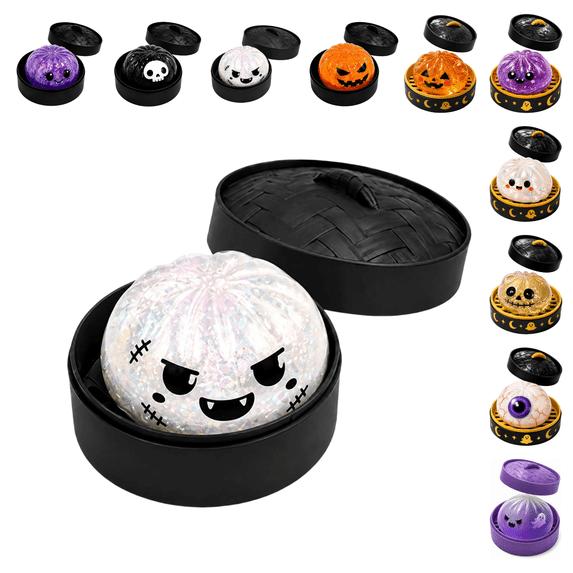 Halloween Ghost Dumpling Squishy, Dumplings Squishies with Steamer Stress Balls, Elastic Stretch Fidget Sensory Toy,1PCS
