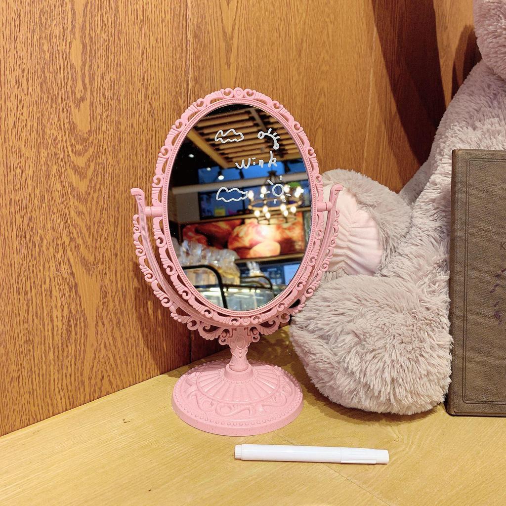 European Retro Heart-Shaped Double-Sided Vanity Mirror for Desk or Bedroom