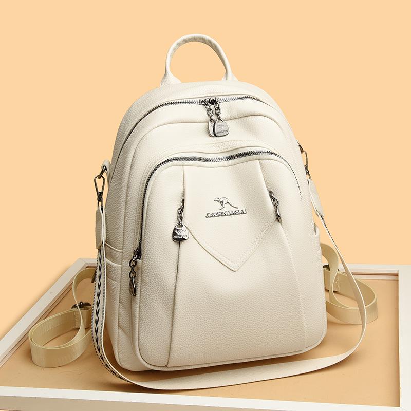 2025 Korean Style Soft Leather Backpack: Large Capacity Fashion Schoolbag for Travel and Students