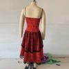 Women's Fashion Print  Dress Vintage Lace Straps Large Irregular Hem Dress