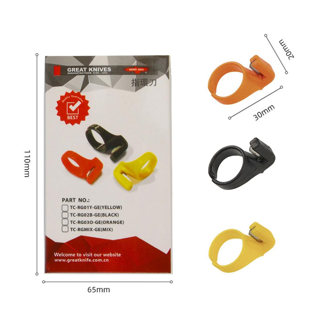12 Pieces Finger Knife Ring Plastic Quilting Thread Cutter Thimble Sewing Handcraft DIY Tool with Blade for Cutting Yarn