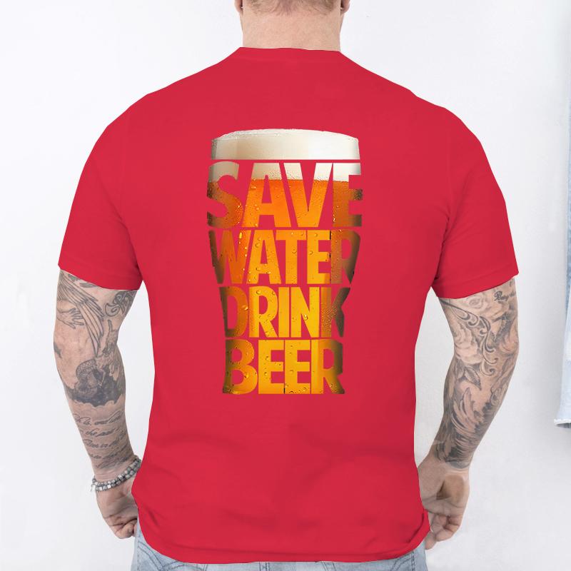 Men's T-Shirt Funny Letter Wine Glass Beer Graphic Print Men's and Women's Tees Top Summer Street Short Sleeve Casual Outdoor Men's Clothing