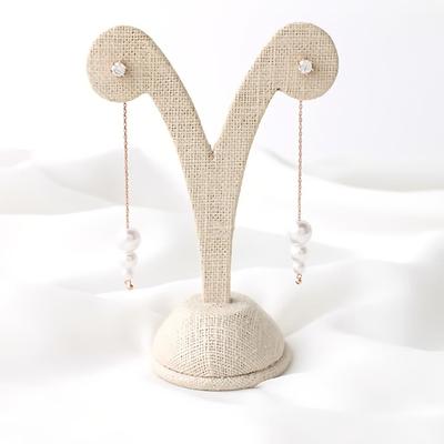 Women's 925 Silver Needle Tororo Pearl Chain Earrings