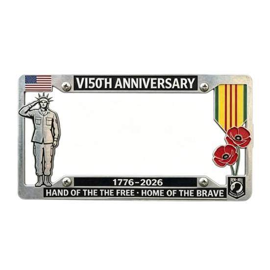 Vietnam Veteran License Plate Frame Patriotic Metal Car Tag Frame 1955-1975 Vietnam Vet Honor License Plate Frame Holder for Standard US Vehicles A