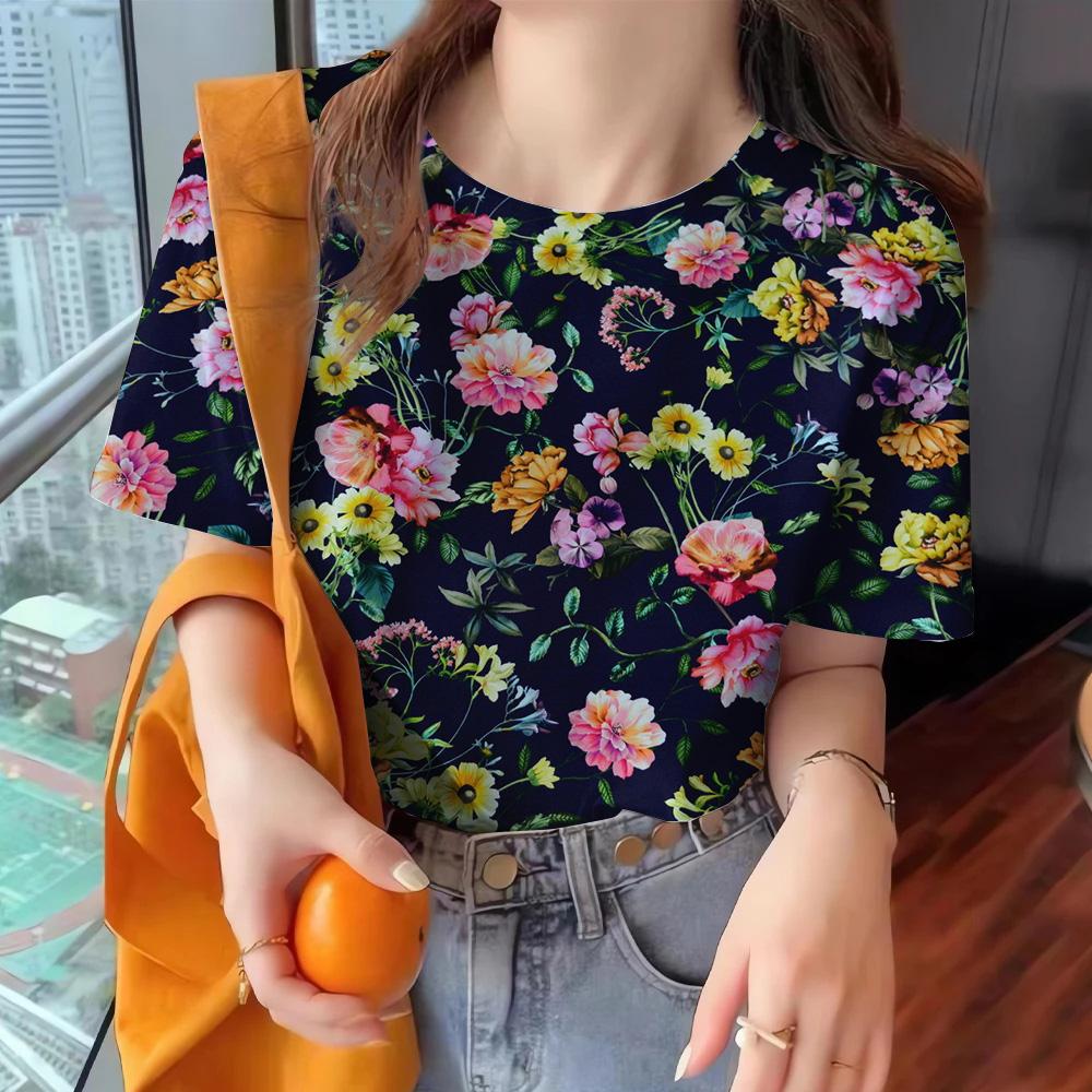 Women's Clothing Crew-neck Loose T-shirt Summer Breathable Short-sleeved Casual Comfortable Top Women's Stylish Elegant T-shirt