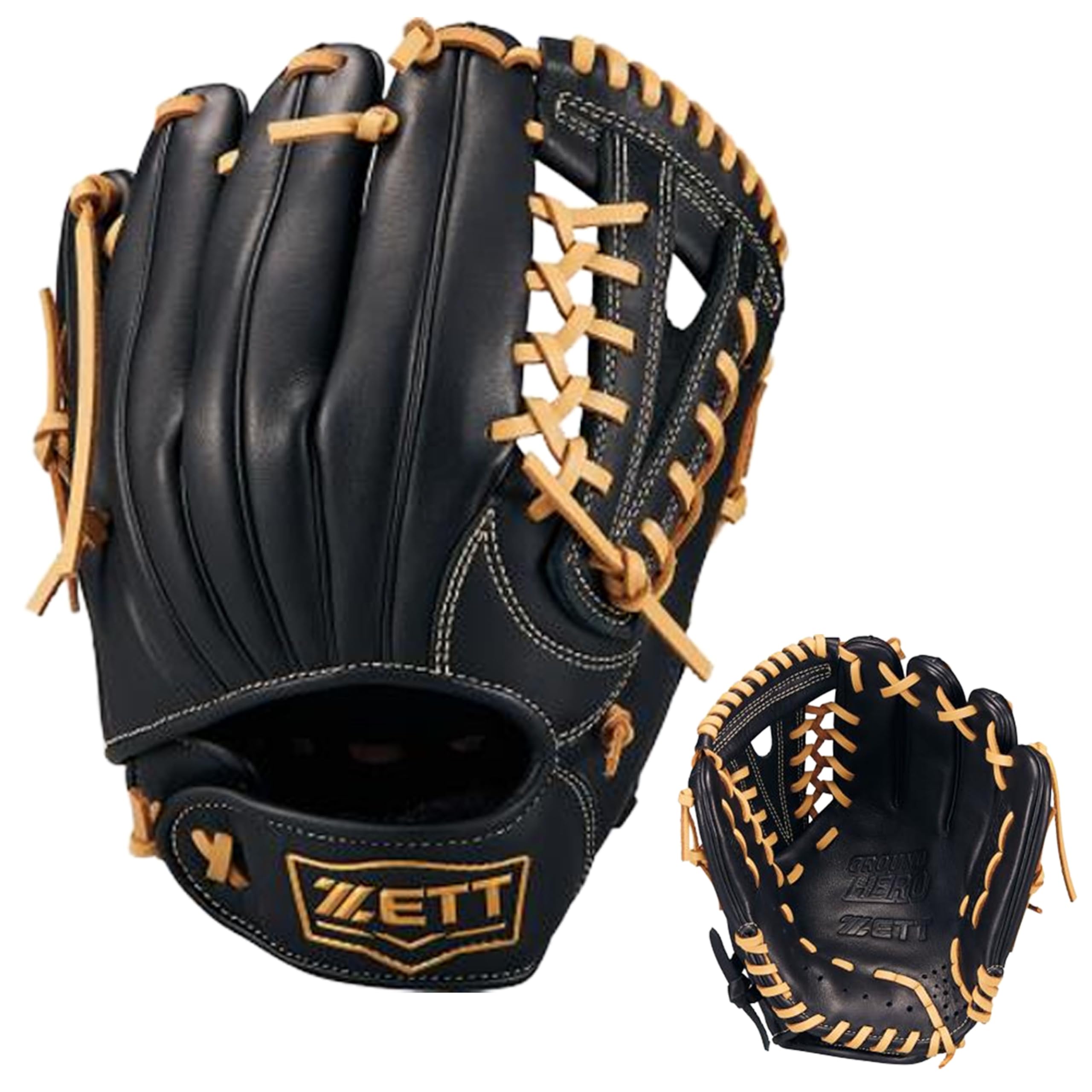 

ZETT Youth Softball Ground Hero B Size BJGB76555F Glove, All-Around, Black/Pastel (1932), L,