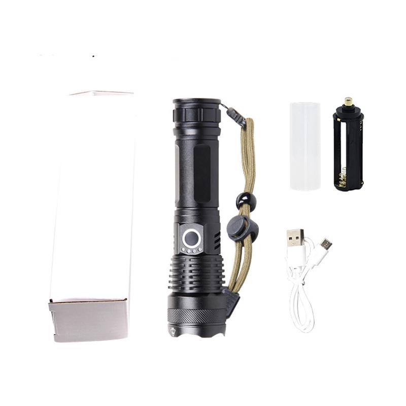 XHP50 Aluminum Alloy Telescopic Flashlight LED Power Display USB Rechargeable Strong Light Flashlight