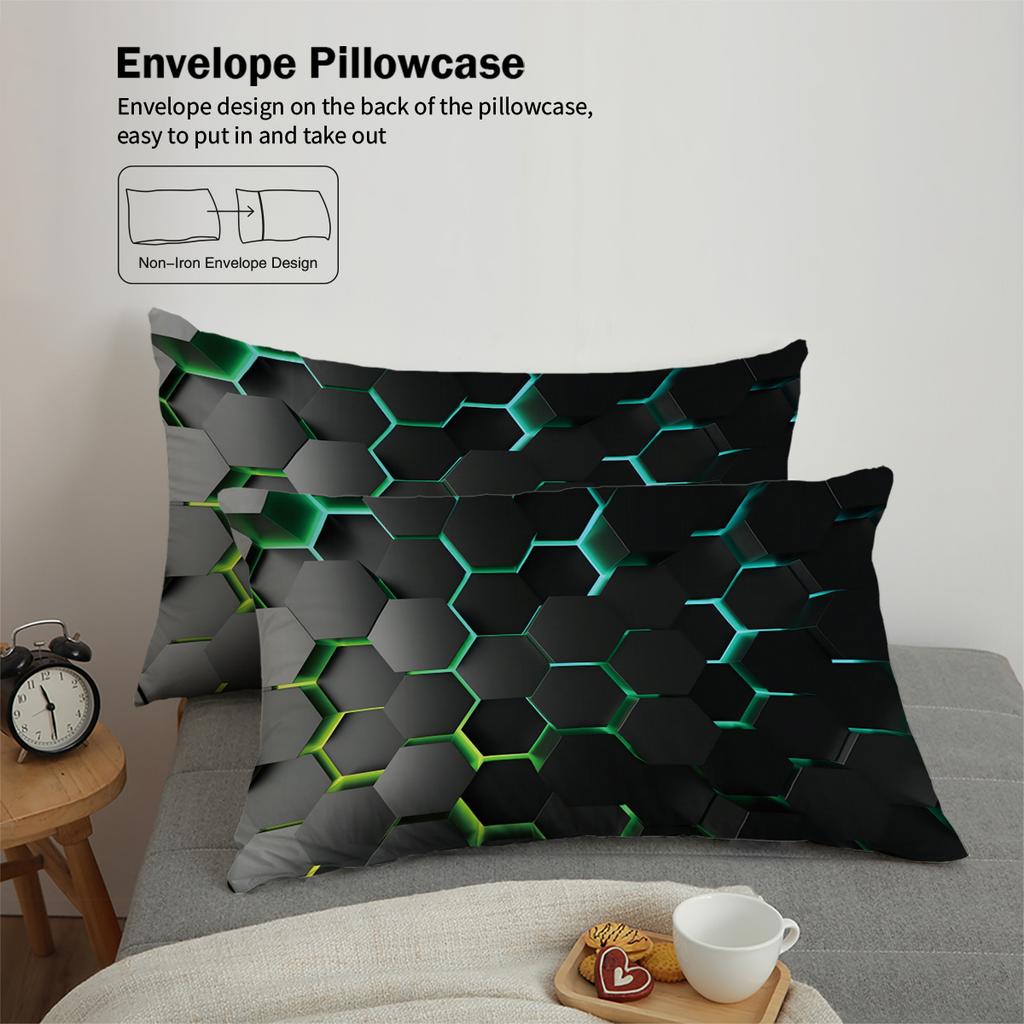3pcs Geometric Light Pattern Bedding Set, for Teenagers and Adults Bedroom, 1*duvet Cover+2*pillowcase, for Single Bed