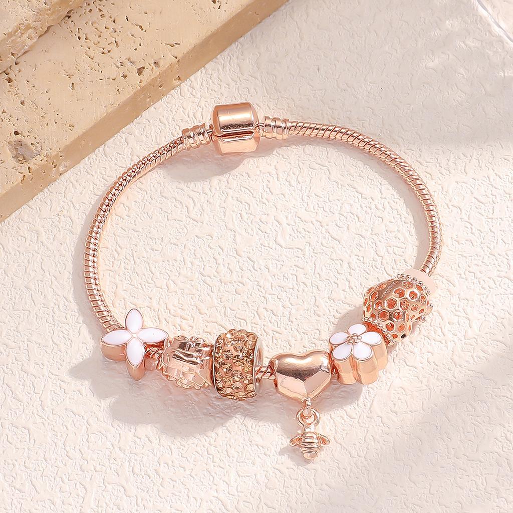 1PC Women's Fashion Pan Family Multi Element Flower Little Gold Beaded Bracelet Date Travel Banquet Party Holiday Dressing Gift