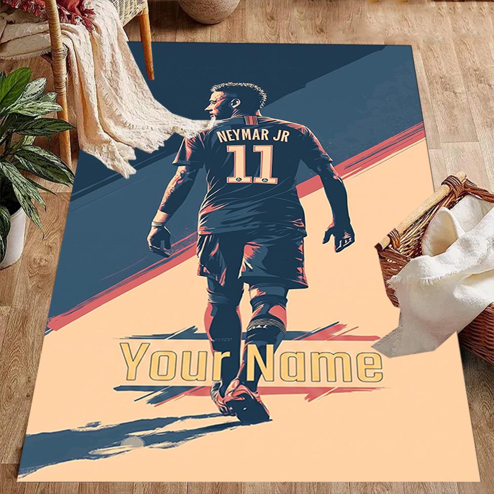 Neymar Träume Fußballlegende Personalisierbarer Namensbereich Teppich Design für Wohnheim Küche Esszimmer im Freien Rutschfester Teppich Büros Dekorieren